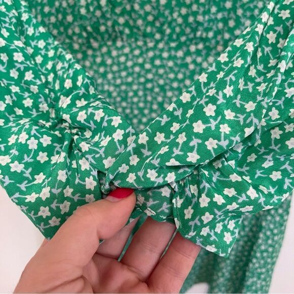 Rixo Silk Kyla Green Floral Dress - Picture 9 of 15